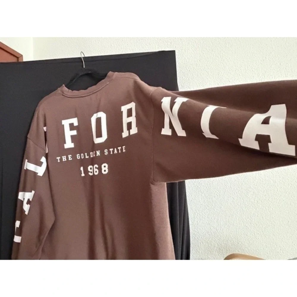 Wild Fable California Golden State‎ Oversized Sweatshirt Brown XL Thumbholes - Picture 8 of 8